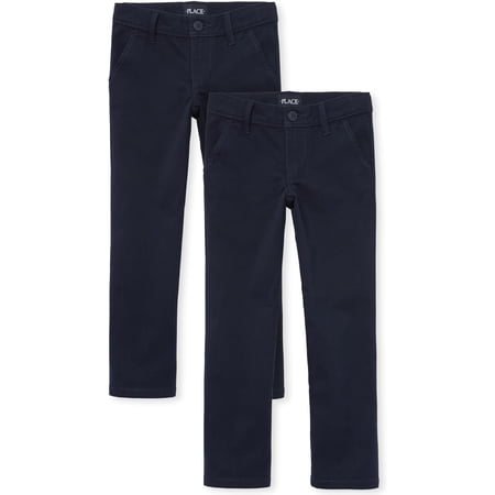 The Children's Place Girls Uniform Stretch Skinny Chino Pants, 2-Pack, Sizes 4-18