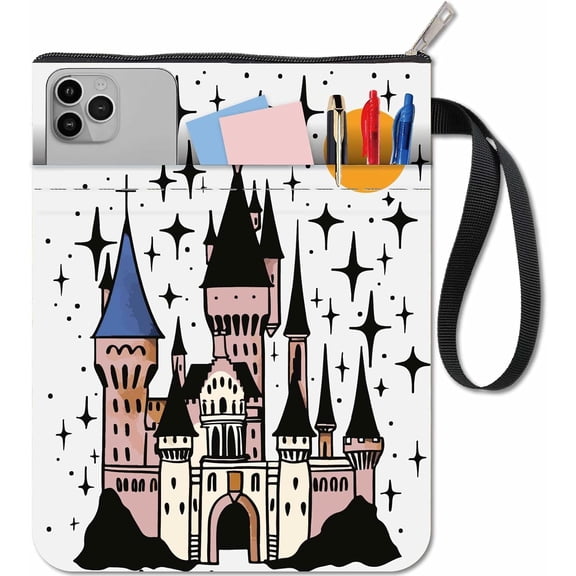 Book Sleeve Cover with Zipper and Extra Sleeve Rectangle Cloth Dream Castle Wraps Washable Protector Pouch Bags for Paperbacks Notebook Book Washable Fabric Cloth Class Office Pocket diy