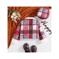 thumbnail image 4 of Arvbitana Toddler Baby Girls Lambswool Jacket Long Sleeve Lapel Single-breasted Plaid Outwear + Beret Hat Winter Warm Lamb Fleece Coat for Child 2Pcs 2-6T, 4 of 9