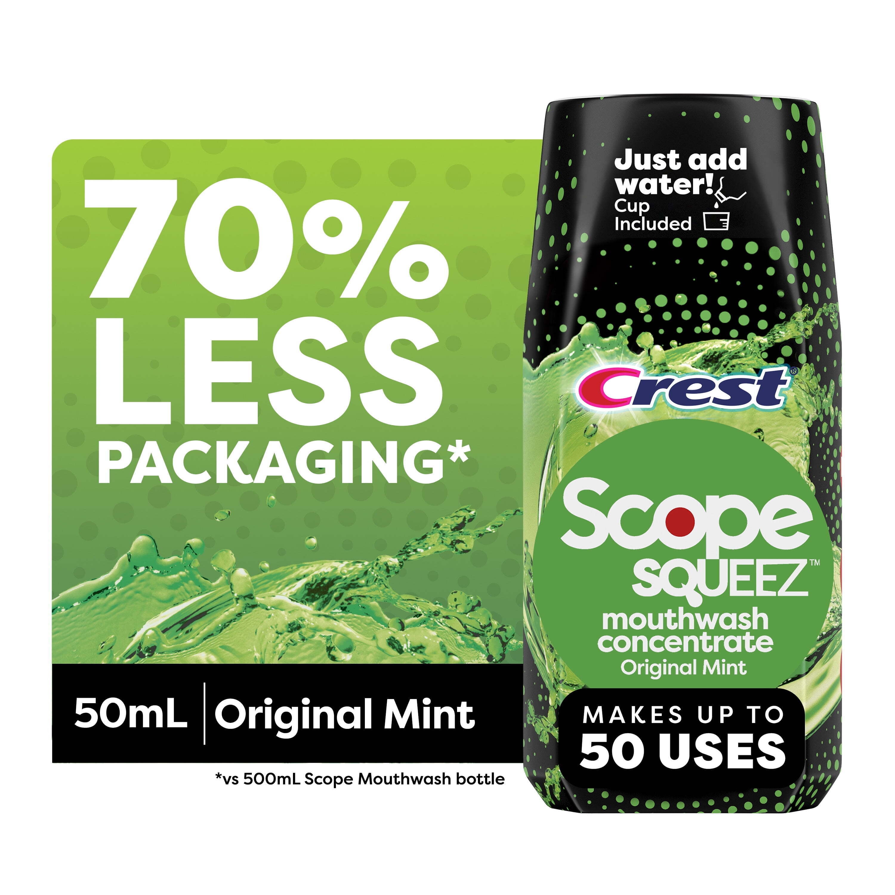 (2 pack) Scope Squeez Mouthwash Concentrate, Original Mint, 50mL Bottle