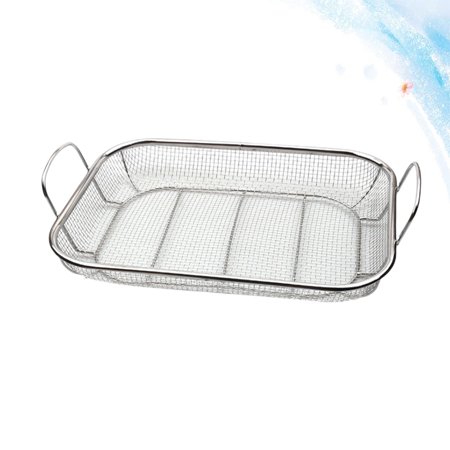 

NICEXMAS 1pc Stainless Steel Barbecue Basket Grill Basket Container Portable Storage Basket BBQ Drainer Multifunctional Drying Plate (Silver)