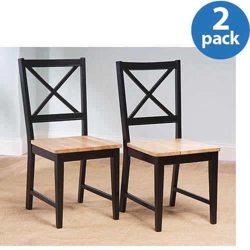 TMS Virginia Indoor Cross-Back Dining Chair, Set of 2, Black/Natural