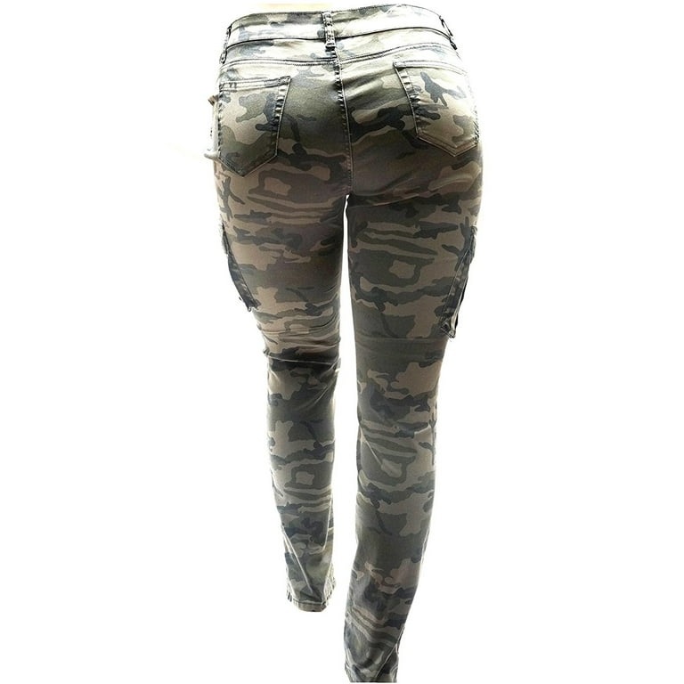 Jack David Womens Plus Size Camouflage cargo Stretch Skinny Leg twill Jean Pants -