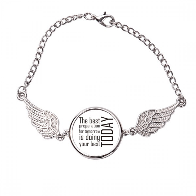 Lema la mejor preparación para mañana está haciendo su mejor hoy Pulsera pulsera pulsera alas de ángel pulsera