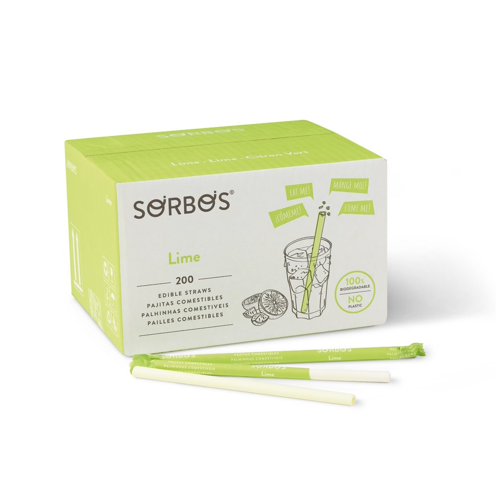 Sorbos Edible Straws, Lime Flavored, Sustainable, Individually Packaged