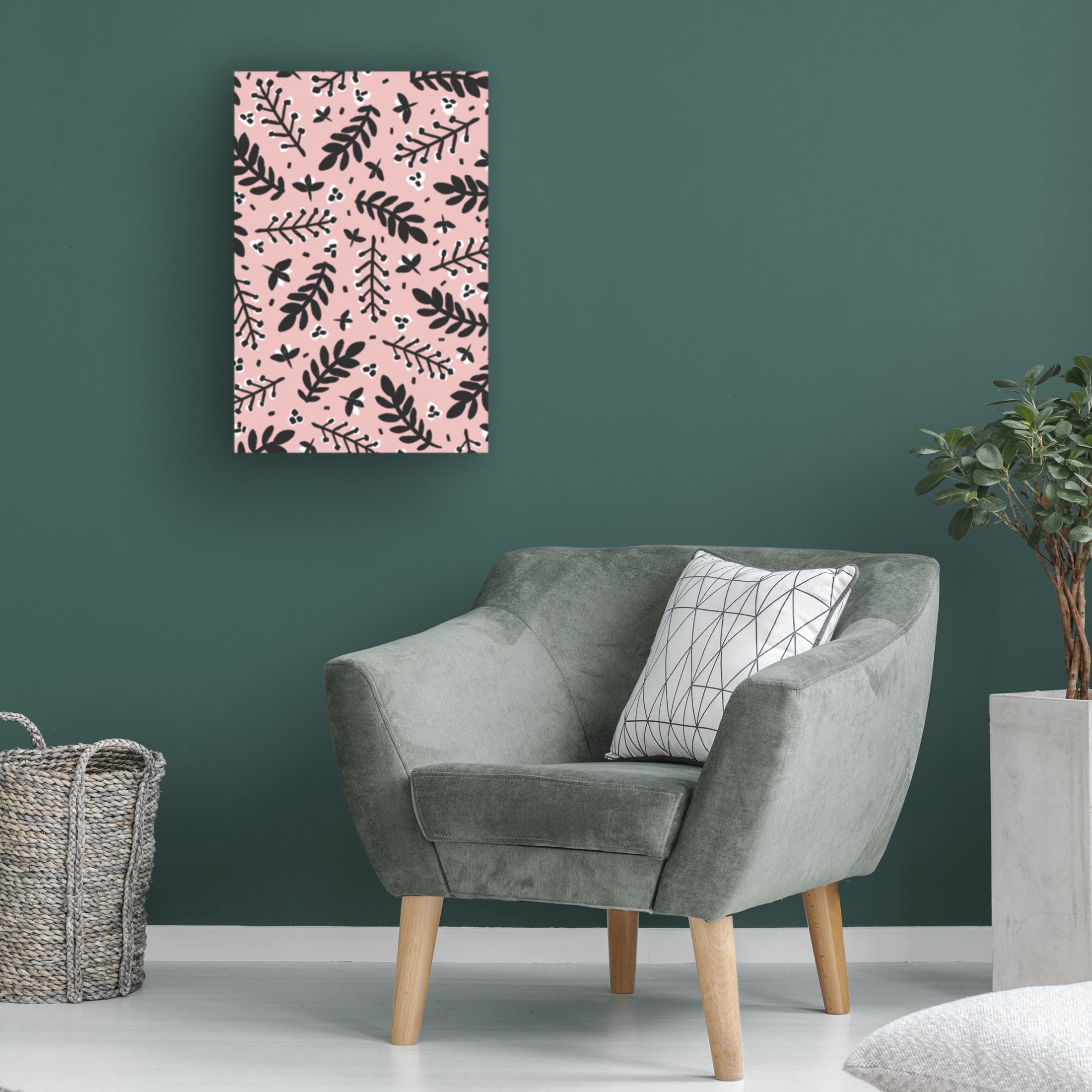Canvas Wall Art - Treechild 'Branches And Berries (Pink)' Wall Art for Living Room, Bedroom, or Office D?cor by Trademark Fine Art - 30 x 47 Inches