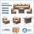 thumbnail image 7 of ELPOSUN Patio Furniture Set, Outdoor Patio Furniture Wicker Sectional Furniture Couch Set, 7 Pieces Outdoor Sectional Sofa with Fire Pit Table, Outdoor Patio Set for Outdoor Furniture (Khaki), 7 of 7