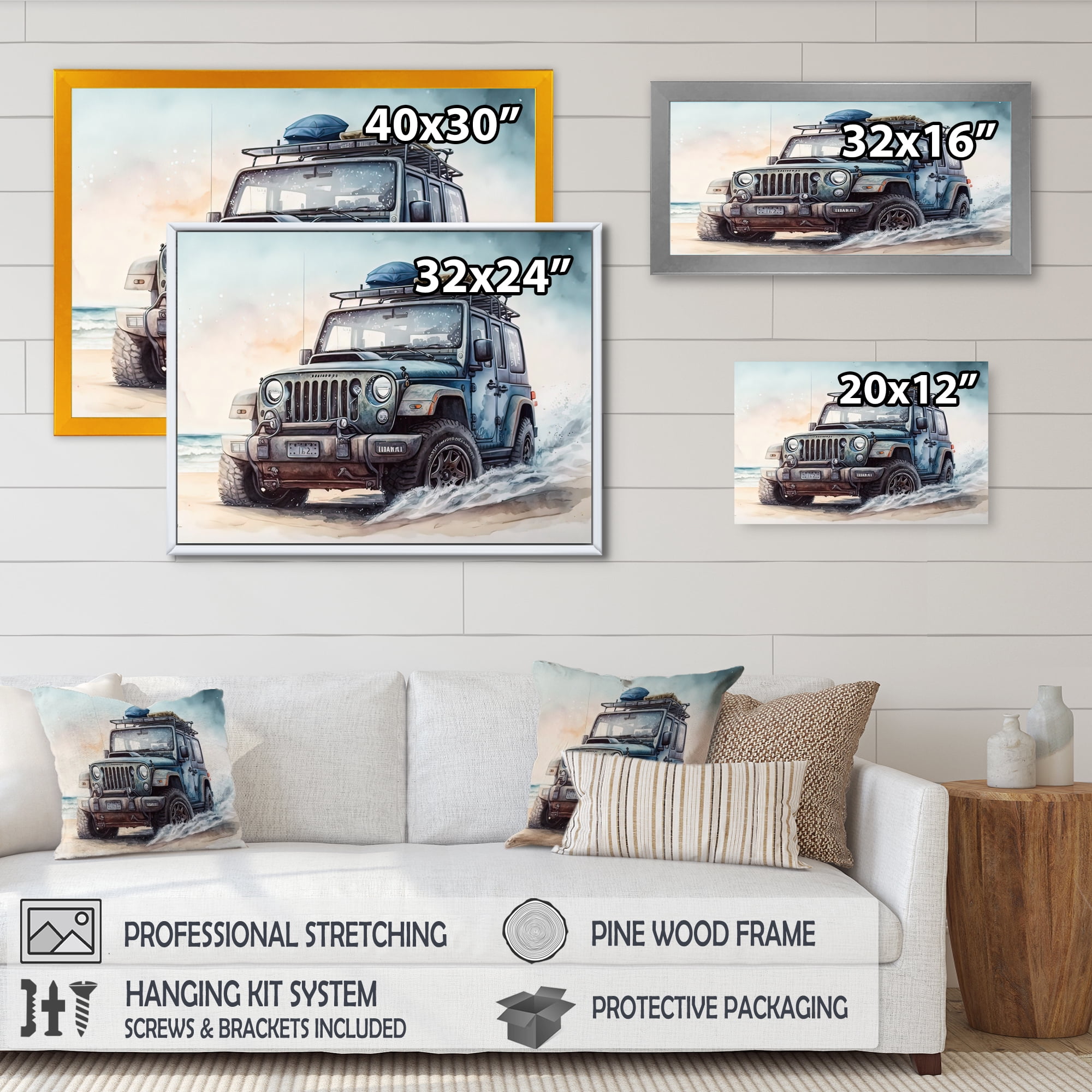 Designart Off Road On The Beach II Canvas Wall Art