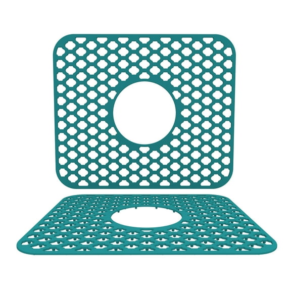 Kilougeis Clearance Sell! Silicone Sink Protector for Kitchen Bathroom Sink, 2 Pack 13.58"x 11.6" Heat-resistant Mat, Non-Slip and Durable Silicone Protectors, Center Drain