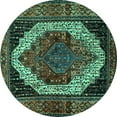 thumbnail image 1 of Ahgly Company Machine Washable Indoor Round Persian Turquoise Blue Traditional Area Rugs, 6' Round, 1 of 4