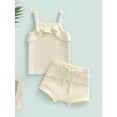 thumbnail image 3 of Franhais Baby Girls Knitted Shorts Set, Sleeveless Camisole with Elastic Waist Shorts Solid Casual Outfit, 3 of 9