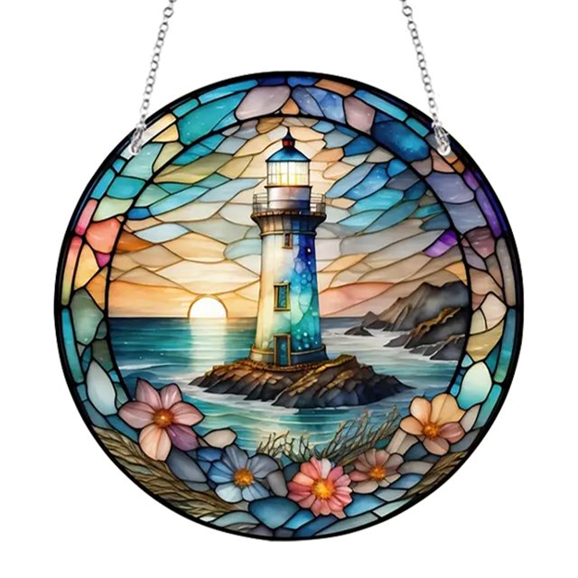 Vitral Acrílico Faro Atrapasoles Letrero para Puerta Cgtredaw 20x20cm