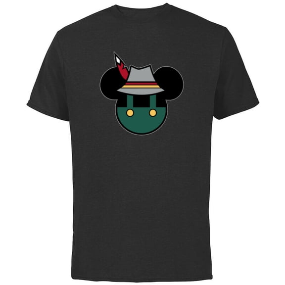 Disney Mickey Mouse Logo Oktoberfest German Hat & Lederhosen - Short Sleeve Cotton T-Shirt for Adults - Customized-Black