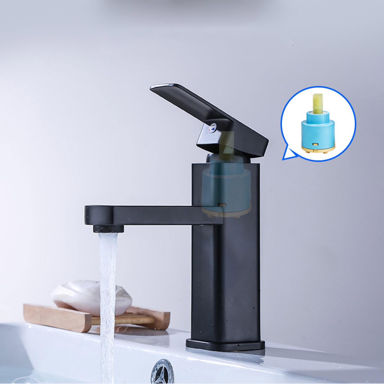 Bathroom Faucet Counter Single Handle One Hole Vanity Modern Mixer Tap ...