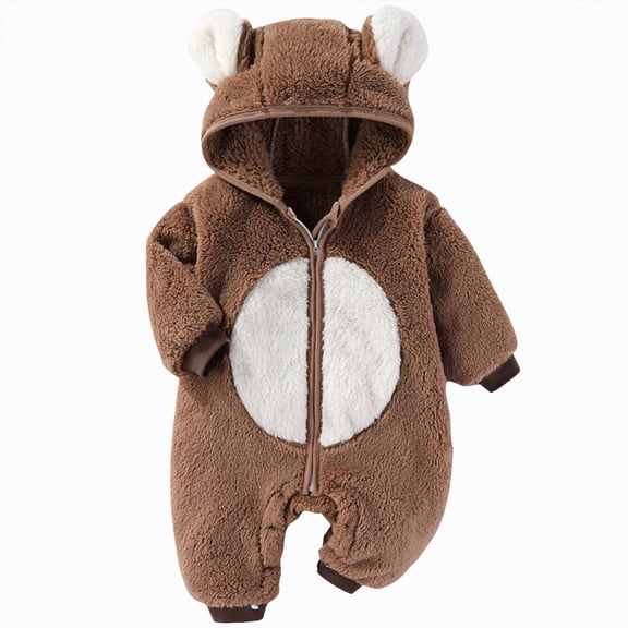 JUMEYU Newborn Clothes Baby Long Sleeve Romper Jumpsuit, Premium Soft Rayon Boy Girl 2-Way Zipper Coverall Romper 0 3 6 9 12 18 24 Months (Coffee,3-6 Months)