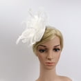 thumbnail image 3 of Eosunjian Cocktail Tea Party Women Headwear Fascinators Hat Feather Floral Mesh Hair Clip (White), 3 of 13