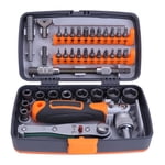 Ensemble d'outils à main Kit d'outil à main de réparation de ménage général avec boîte à outils en plastique Cas de stockage Douille Clé de l'outil de réparation tournevis ,Widely Compatible