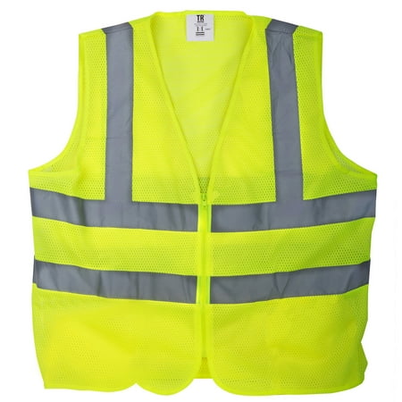 

TR Industrial Yellow Mesh High Visibility Reflected Class 2 Safety Vest No Pockets Size XL