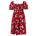 thumbnail image 6 of Drses Womens Plus Size Floral Midi Dress Womens Square Neck Smocked Casual Dress with Puff Sleeve & Pockets, 6 of 9