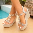 thumbnail image 2 of DAFEI Sandales Compensées Décontractées pour Femmes Chaussures à Plateforme Sandales Rétro Classiques Chaussures Compensées Décorées de Papillons, 2 of 7