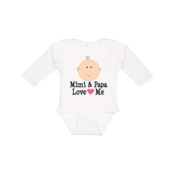 Inktastic Mimi and Papa Love Me Baby Girl Girls Long Sleeve Baby Bodysuit