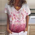 thumbnail image 1 of DPTALR T-Shirt à Col en V Imprimé pour Femmes Manches Courtes Tee Décontracté Blouse, 1 of 5