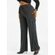 thumbnail image 1 of Pantalones de Pierna Ancha con Cintura Alta con Bolsillos en Talla Extra Rosegal Pantalones de talla grande, 1 of 5