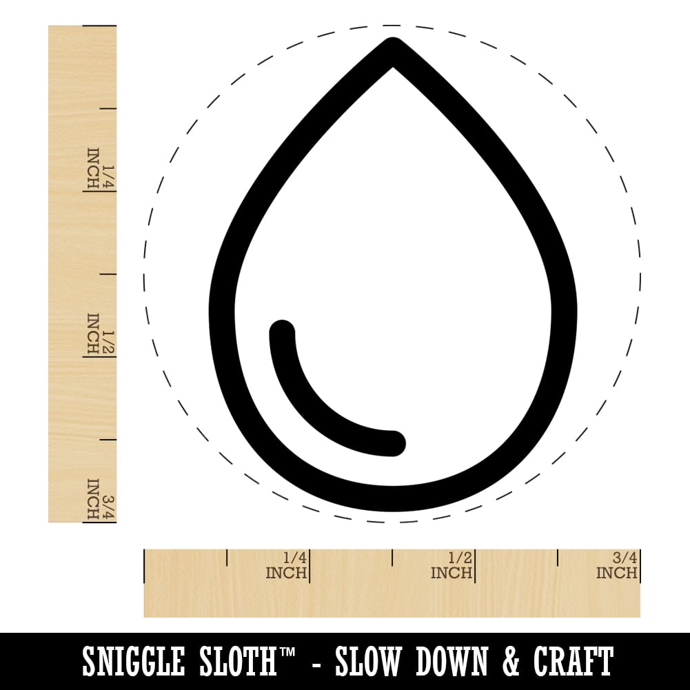 Water Drop Icon Outline Self-Inking Rubber Stamp Ink Stamper - Brown Ink - Small 3/4 Inch
