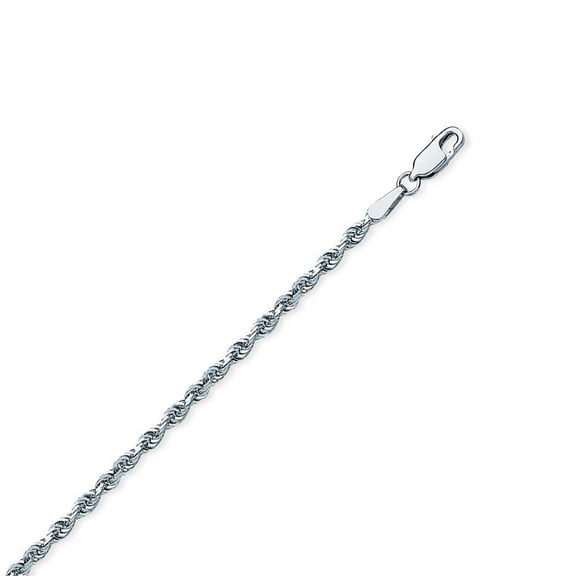 Sterling Silver Rhodium Plated Sparkle-Cut Rhodium Rope Chain Necklace 2.7mm - 13.1 Grams - 20 Inch