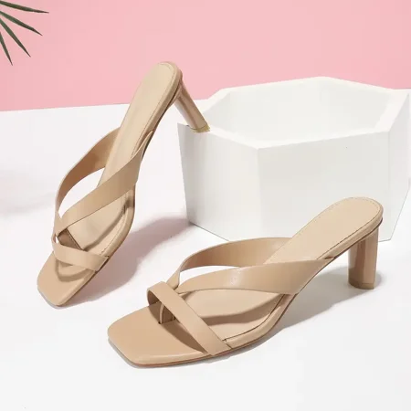 

Fashion Chunky Heel Sandals Square Toe Mule Sandals