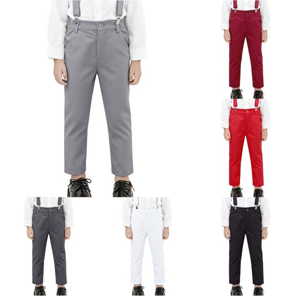 Weebloom Little Boy Dress Pants Uniform Pants Formal Flat Front Trousers With Adjustable Waistband Durable Twill Fabric Classic Fit School Pants With Pockets Light Gray 6-7 Years