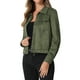 thumbnail image 4 of CHAQUETA DE MOTO DE SUEDE SINTÉTICO PARA MUJERES INSPIRE CHIC, CON BOTONES Y COLLAR, CORTA, EN VERDE EJÉRCITO, OTOÑO INVIERNO, TALLA XS, 4 of 6
