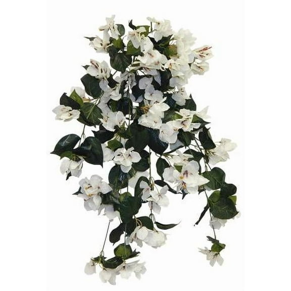 Off-White Bougainvillea 34in Artificial Polysilk Faux Fake Flower Paperflower Hanging Bush for Craft Garden Outdoor Bouquet Arrangement Ceremony Wedding Arch Floral Wall Aisle Decor (Cream, Set of 2)