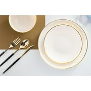 Crown Display 60-Pack Premium Disposable Plastic Dinner Set - Classic Cream With Gold Rim