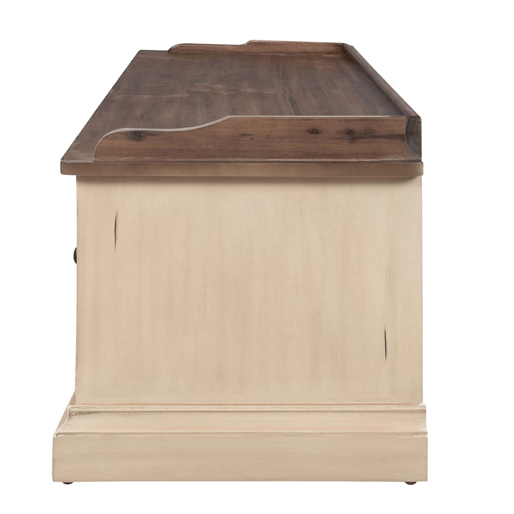 Lowestbest Collection Storage Bench, Solid Wood Shoe Bench with Two Large Drawers and Removable Cushion, Fully Assembled (Beige) Lowestbest Collection Storage Bench, Solid Wood Shoe Bench with Two Large Drawers and Removable Cushion, Fully Assembled (Beige)