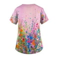 thumbnail image 3 of Pink Floral Scrubs For Nurses, Polyester-Spandex Workwear Loose Fit Scrub Shirts Nurses Colourful Print Tops Printed Women Vintage Dress Dresses Summer 2025 Womens Casual Pink, 3 of 3