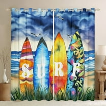 Erosebridal Ocean Surfing Curtains for Living Room,Sea Theme 30%-50% Blackout Curtains Set of 2 (38x45),Curtains Pack of 2 (38x45),Summer Holiday Decor
