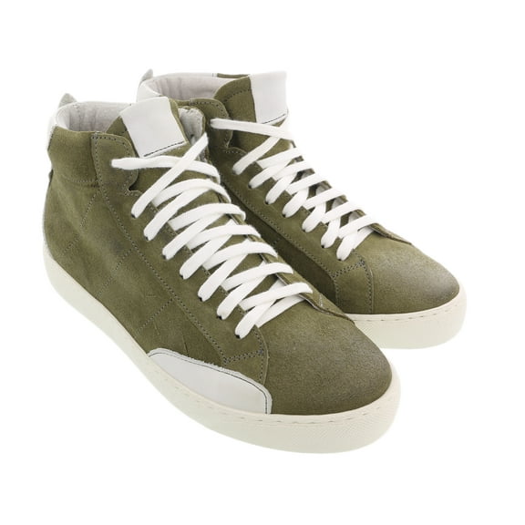Daniela Fargion Olive Suede Mid Top Distressed Leather Fashion Sneakers-6 for Womens