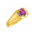 thumbnail image 3 of RYLOS Mens Rings 14K Yellow Gold Classic Design 7X5MM Oval Gemstone & Diamond  Star Ruby July Birthstone Ring Size 12, 3 of 6