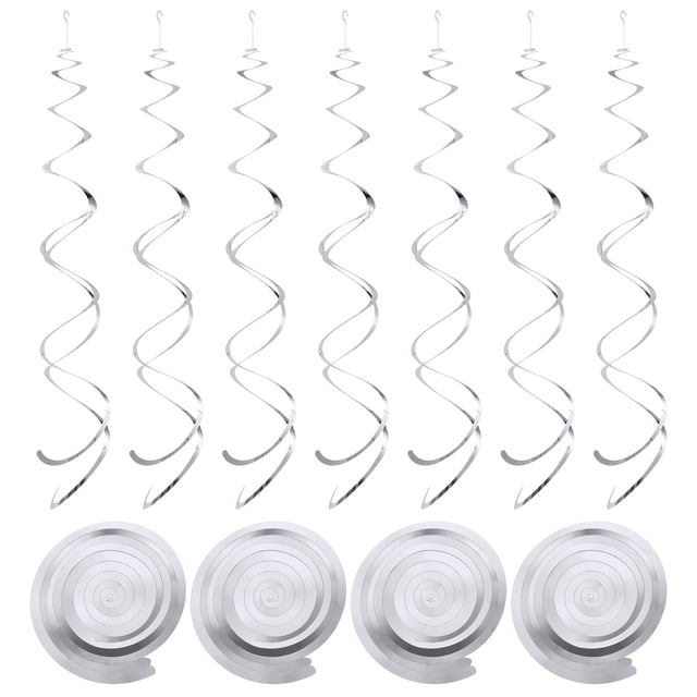 18uds Plata Fiesta Colgante Doble Tira Colgante Decoraciones Plástico Techo Serpentinas Fiesta Decoraciones para Cumpleaños Fiesta con Colgar Etiqueta Gancho