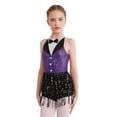 thumbnail image 3 of Sinleey Robe Justaucorps à Paillettes avec Franges pour Filles, Franges, Latin, Jazz, Rumba, Salsa, Chacha, Tenue de Danse Moderne, Violet 16, 3 of 7