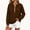 Brown-74, variant on Women's Half Zip Sweatshirt Long Sleeve Pullover with Kangaroo Pocket for Fall Winter Loose Casual Top