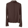 thumbnail image 6 of DeHolifer Womens Tops Long Sleeve Solid Color Half Turtleneck Underwear Pullover Tops Slim Casual Fashion Blouse Coffee XL, 6 of 7