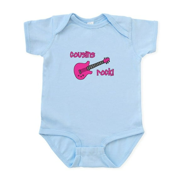 CafePress - Cousins Rock! Pink Guitar Infant Bodysuit - Baby Light Bodysuit, Size Newborn - 24 Months
