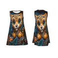 thumbnail image 7 of Zufioo Playful Leopard Art Print Women's Dress, Round Neck Long Sleeveless Dress, Summer Clothing Suitable for Leisure, Beach, Work, 7 of 7