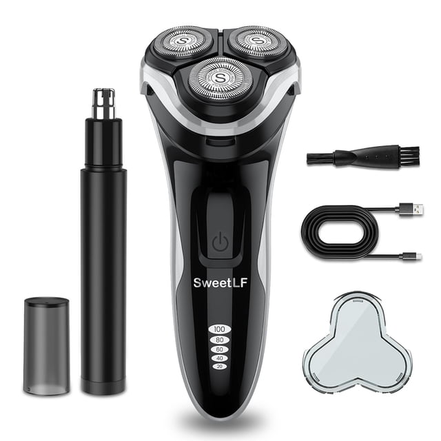 SweetLF Rasoir Électrique pour Hommes, Rasoir Électrique Rechargeable pour Hommes, Rasoir Étanche Humide et Sec, avec Tondeuse pour Poils de Nez, Tondeuse à Favoris Pop-up