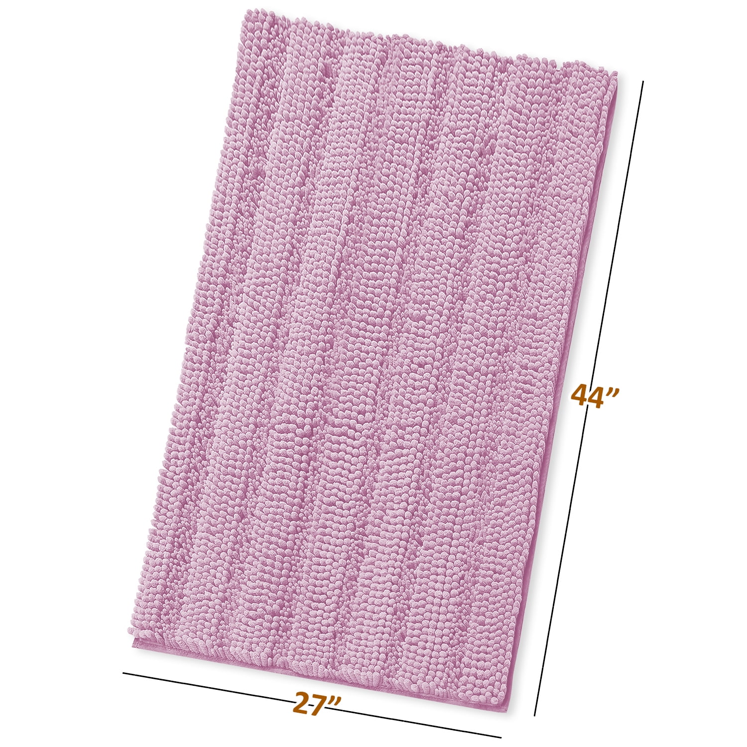 Clara Clark Chenille Super Absorbent Bath Mat - Extra Soft - Shower and Bath Room - Machine wash dry - Size Extra Large 44 x 26 - Lilac