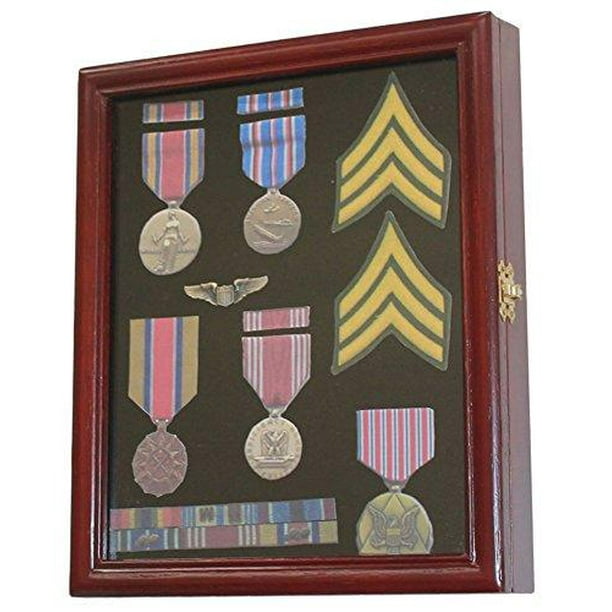 Display Case Shadow Box for Military Medals, Pins, Patches