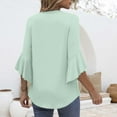 thumbnail image 4 of Yubnlvae Green Blouses for Women Casual 3/4 Length Sleeve Womens Tops V Neck Tshirts Shirts with Flared Sleeve, Xxl, 4 of 5