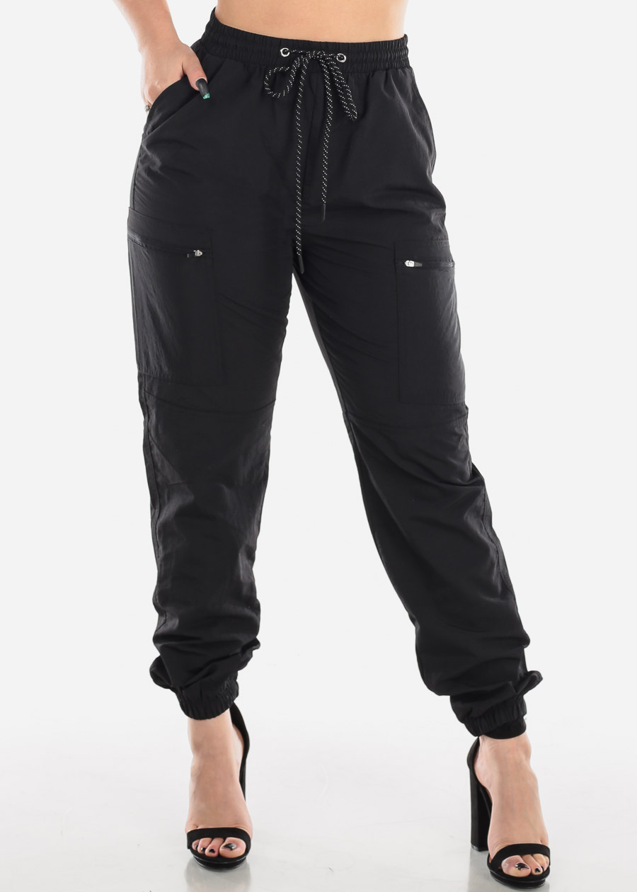 black joggers women's high waisted